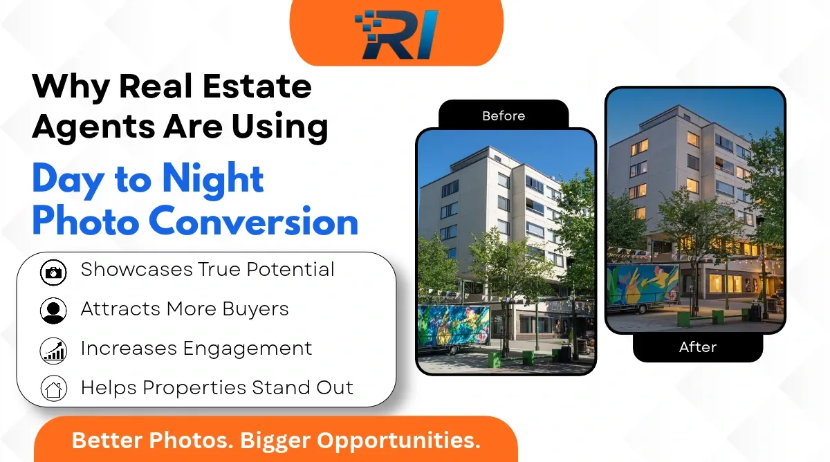 Day to night photo conversion for real estate before and after