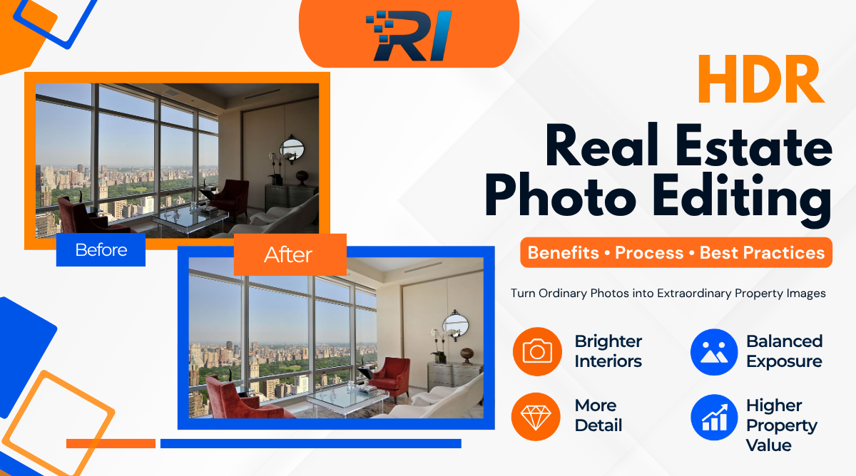 HDR real estate photo editing before and after