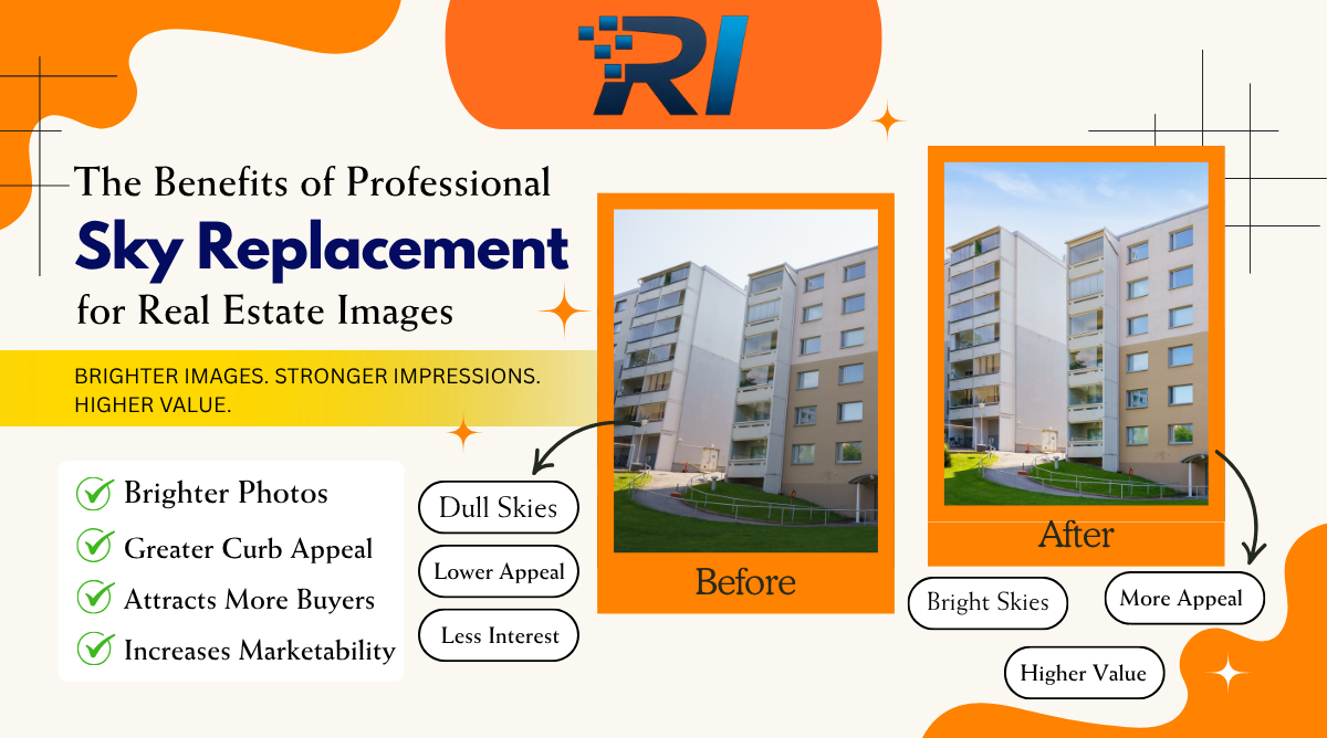 Professional sky replacement for real estate photography